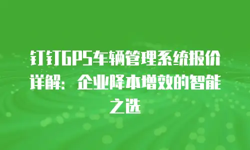 钉钉GPS车辆管理系统报价详解：企业降本增效的智能之选