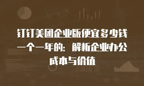 钉钉美团企业版便宜多少钱一个一年的：解析企业办公成本与价值
