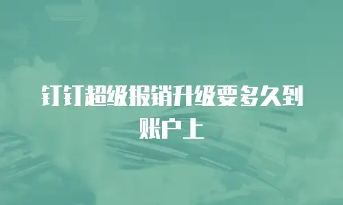 钉钉超级报销升级要多久到账户上