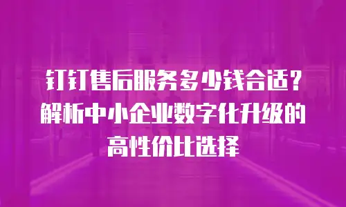 钉钉售后服务多少钱合适？解析中小企业数字化升级的高性价比选择