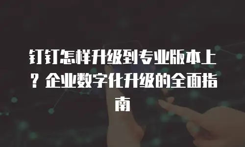 钉钉怎样升级到专业版本上？企业数字化升级的全面指南