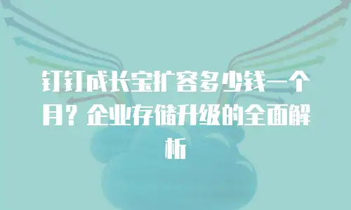 钉钉成长宝扩容多少钱一个月？企业存储升级的全面解析