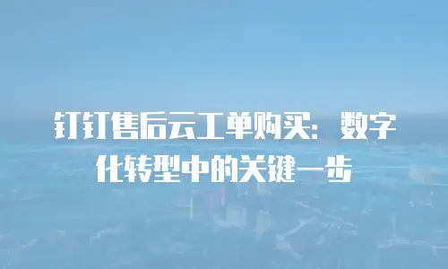 钉钉售后云工单购买：数字化转型中的关键一步