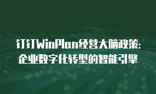 钉钉WinPlan经营大脑政策：企业数字化转型的智能引擎