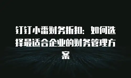 钉钉小番财务折扣：如何选择最适合企业的财务管理方案