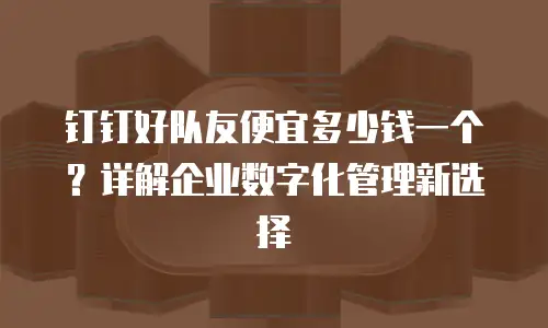钉钉好队友便宜多少钱一个？详解企业数字化管理新选择