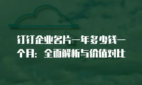 钉钉企业名片一年多少钱一个月：全面解析与价值对比