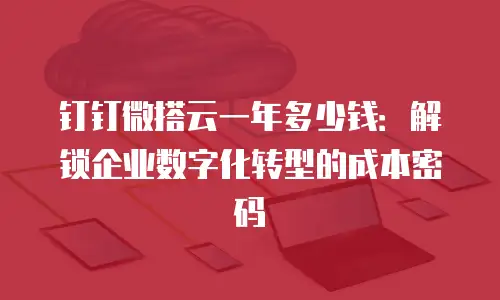 钉钉微搭云一年多少钱：解锁企业数字化转型的成本密码