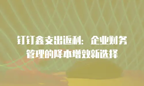钉钉鑫支出返利：企业财务管理的降本增效新选择