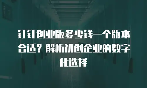 钉钉创业版多少钱一个版本合适？解析初创企业的数字化选择