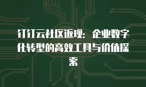 钉钉云社区返现：企业数字化转型的高效工具与价值探索