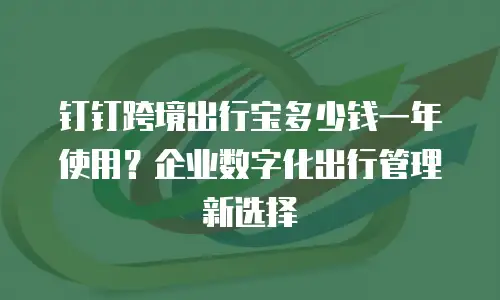 钉钉跨境出行宝多少钱一年使用？企业数字化出行管理新选择