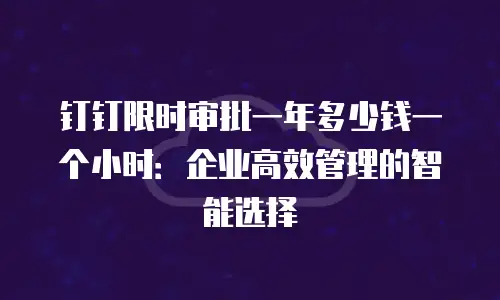 钉钉限时审批一年多少钱一个小时：企业高效管理的智能选择