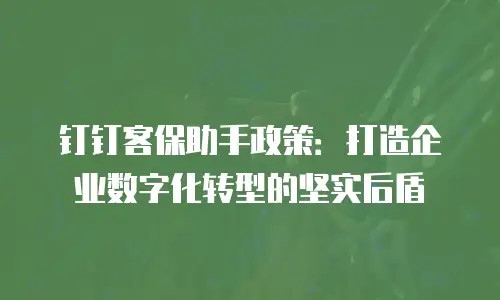 钉钉客保助手政策：打造企业数字化转型的坚实后盾