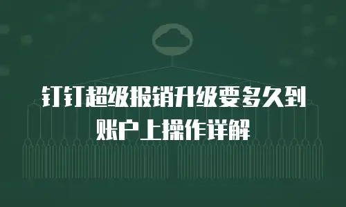 钉钉超级报销升级要多久到账户上操作详解