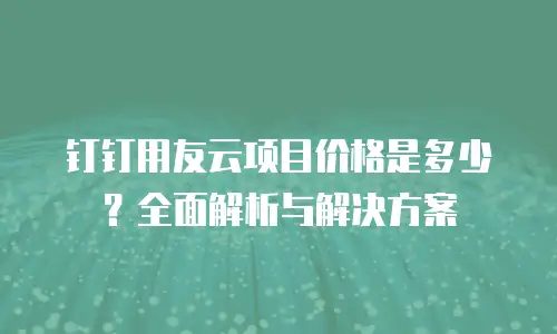 钉钉用友云项目价格是多少？全面解析与解决方案