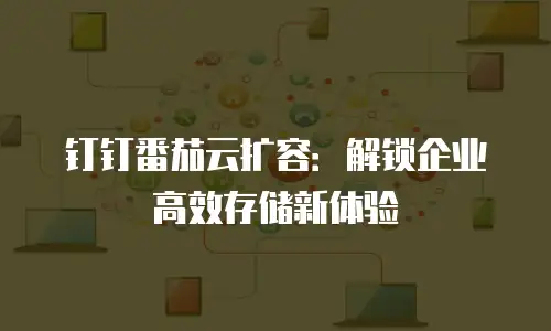钉钉番茄云扩容：解锁企业高效存储新体验