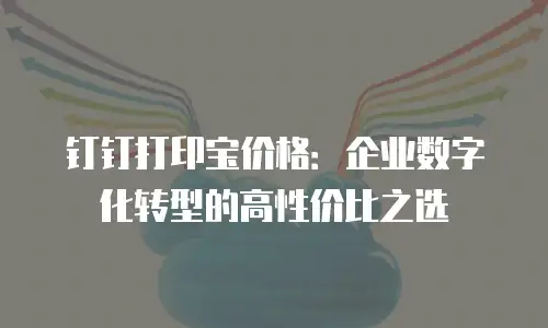 钉钉打印宝价格：企业数字化转型的高性价比之选