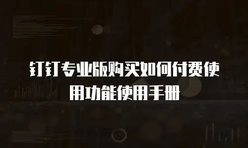 钉钉专业版购买如何付费使用功能使用手册