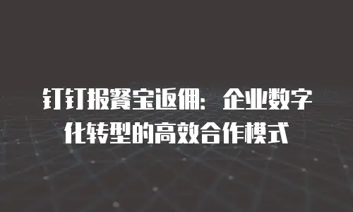 钉钉报餐宝返佣：企业数字化转型的高效合作模式