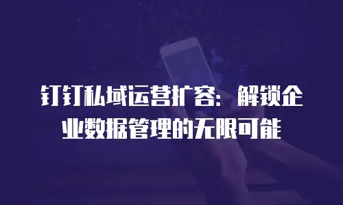 钉钉私域运营扩容：解锁企业数据管理的无限可能