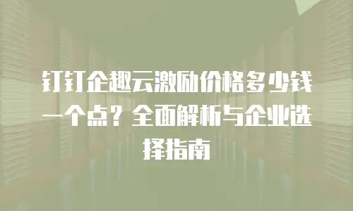 钉钉企趣云激励价格多少钱一个点？全面解析与企业选择指南