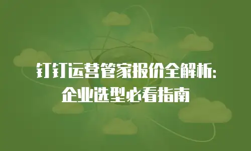 钉钉运营管家报价全解析：企业选型必看指南