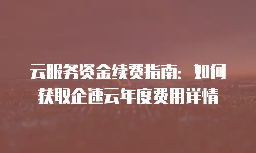 云服务资金续费指南：如何获取企速云年度费用详情