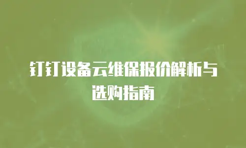 钉钉设备云维保报价解析与选购指南