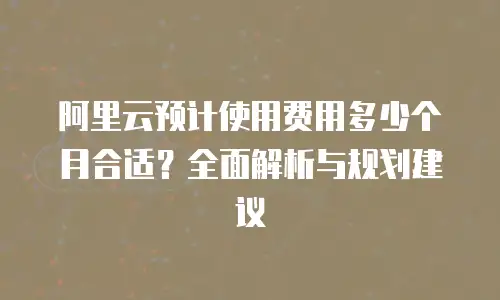 阿里云预计使用费用多少个月合适？全面解析与规划建议