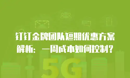 钉钉金牌团队短期优惠方案解析：一周成本如何控制？