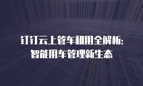 钉钉云上管车租用全解析：智能用车管理新生态