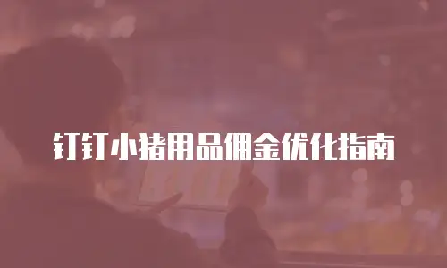 钉钉小猪用品佣金优化指南
