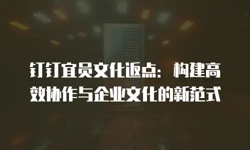 钉钉宜员文化返点：构建高效协作与企业文化的新范式