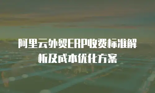 阿里云外贸ERP收费标准解析及成本优化方案