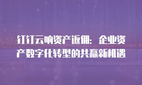 钉钉云呐资产返佣：企业资产数字化转型的共赢新机遇