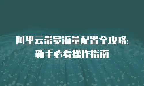 阿里云带宽流量配置全攻略：新手必看操作指南