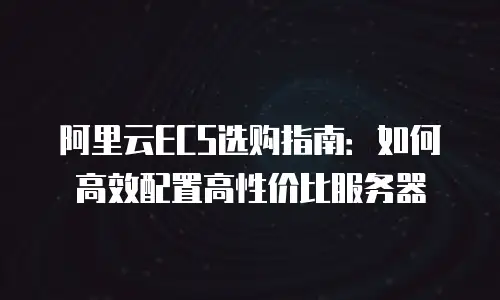 阿里云ECS选购指南：如何高效配置高性价比服务器