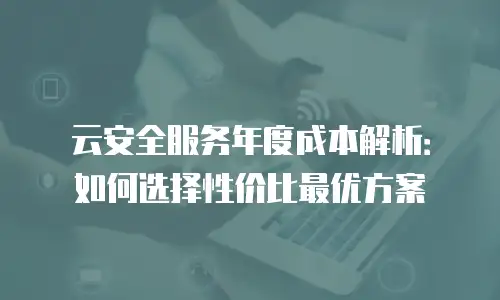 云安全服务年度成本解析：如何选择性价比最优方案