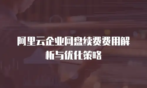 阿里云企业网盘续费费用解析与优化策略