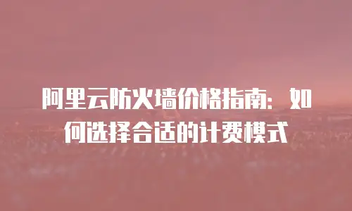 阿里云防火墙价格指南：如何选择合适的计费模式