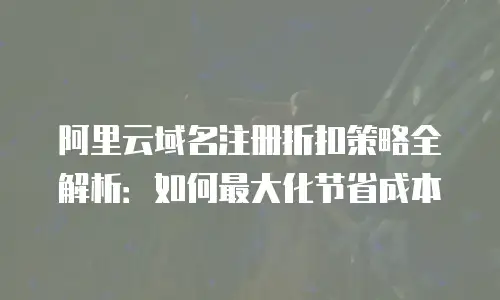 阿里云域名注册折扣策略全解析：如何最大化节省成本