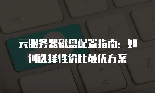 云服务器磁盘配置指南：如何选择性价比最优方案