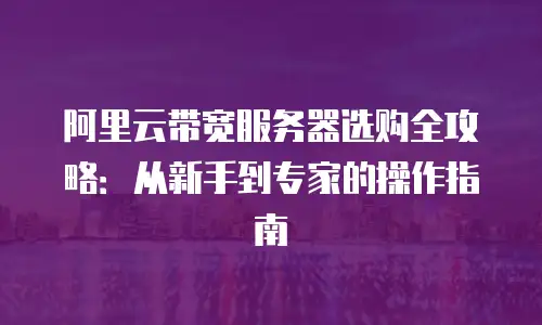 阿里云带宽服务器选购全攻略：从新手到专家的操作指南