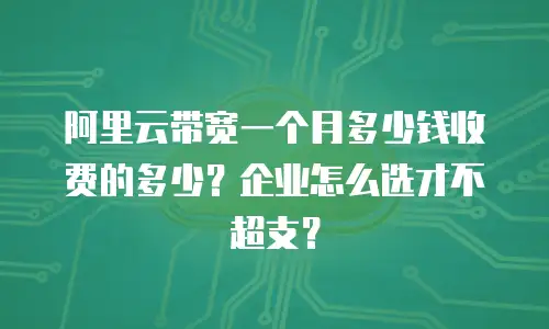 阿里云带宽一个月多少钱收费的多少？企业怎么选才不超支？
