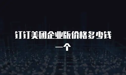 钉钉美团企业版价格多少钱一个