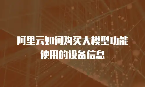 阿里云如何购买大模型功能使用的设备信息