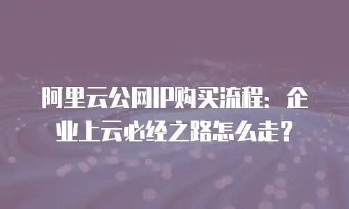 阿里云公网IP购买流程：企业上云必经之路怎么走？