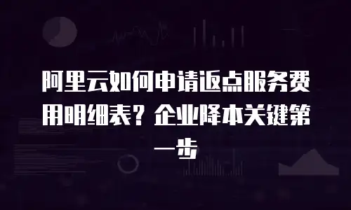 阿里云如何申请返点服务费用明细表？企业降本关键第一步