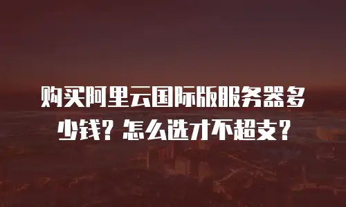 购买阿里云国际版服务器多少钱？怎么选才不超支？